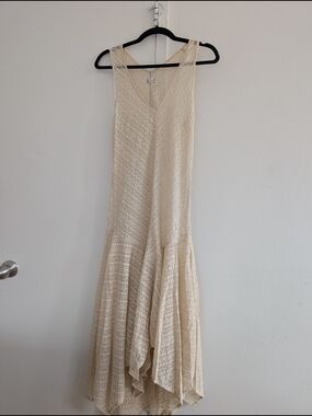 We The Free Cream V-Neck Textured Maxi Dress